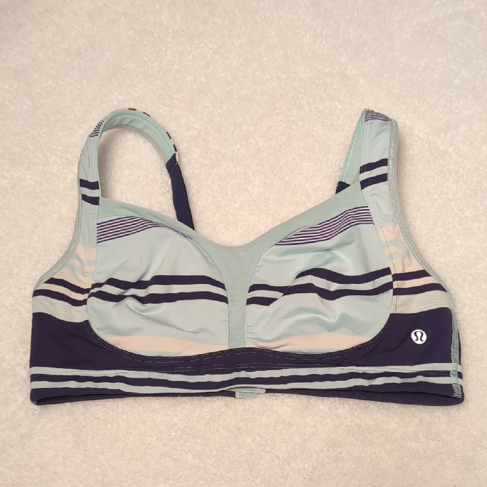 lululemon athletica Striped Mint and Navy Sports Bra